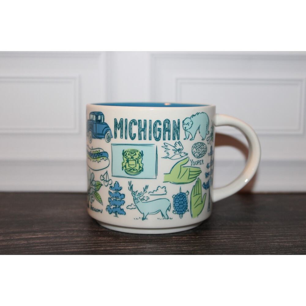 Starbucks Been There Series Michigan 14oz Coffee Mug Cup Across The Globe